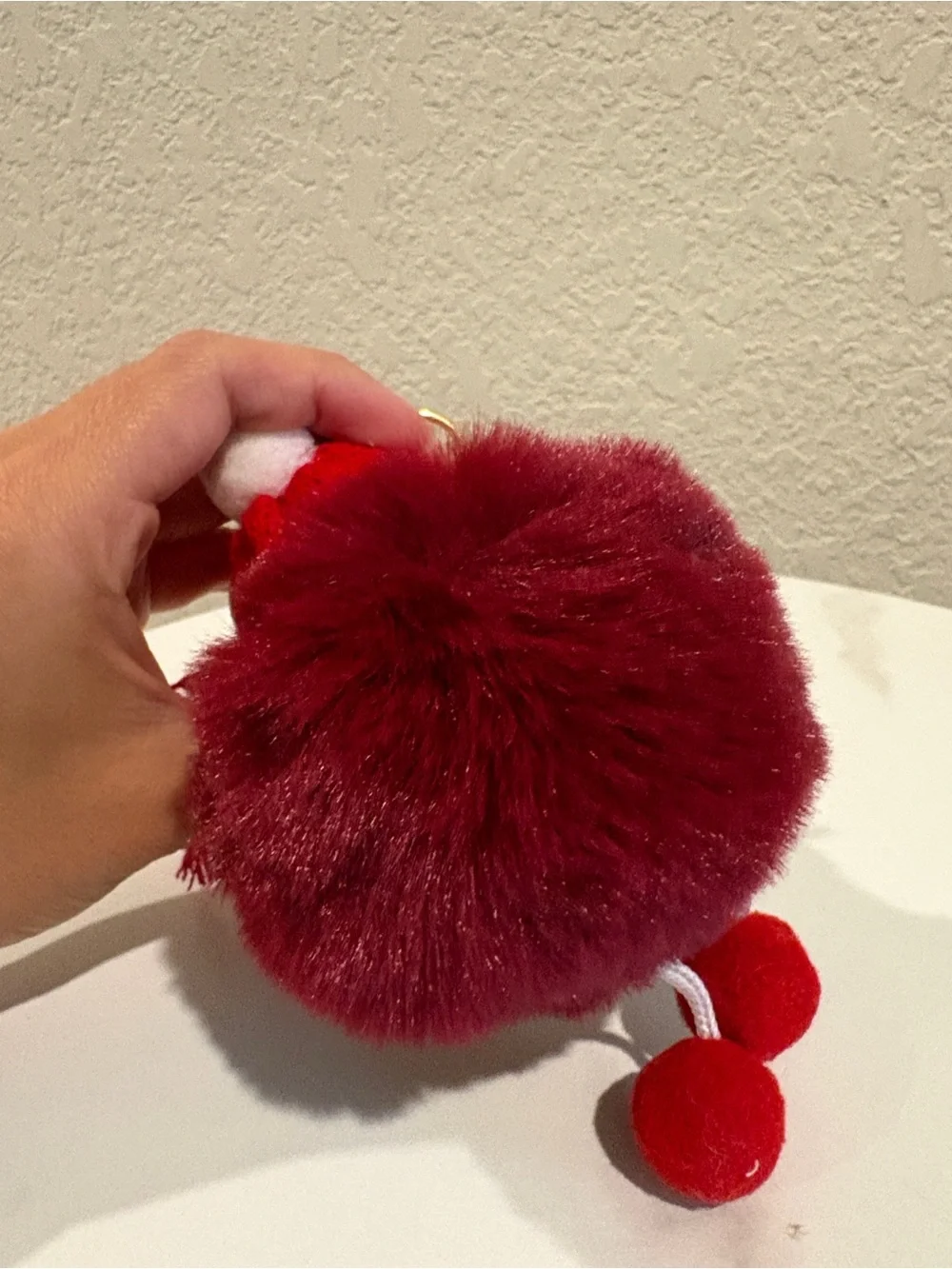 Red Pom Doll Bag Charm Keychain with Scarf NWT